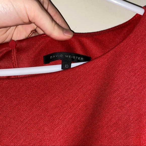 NWT David Meister Bateau Neckline Red Chic Knee-length Cocktail Dress - Picture 16 of 16